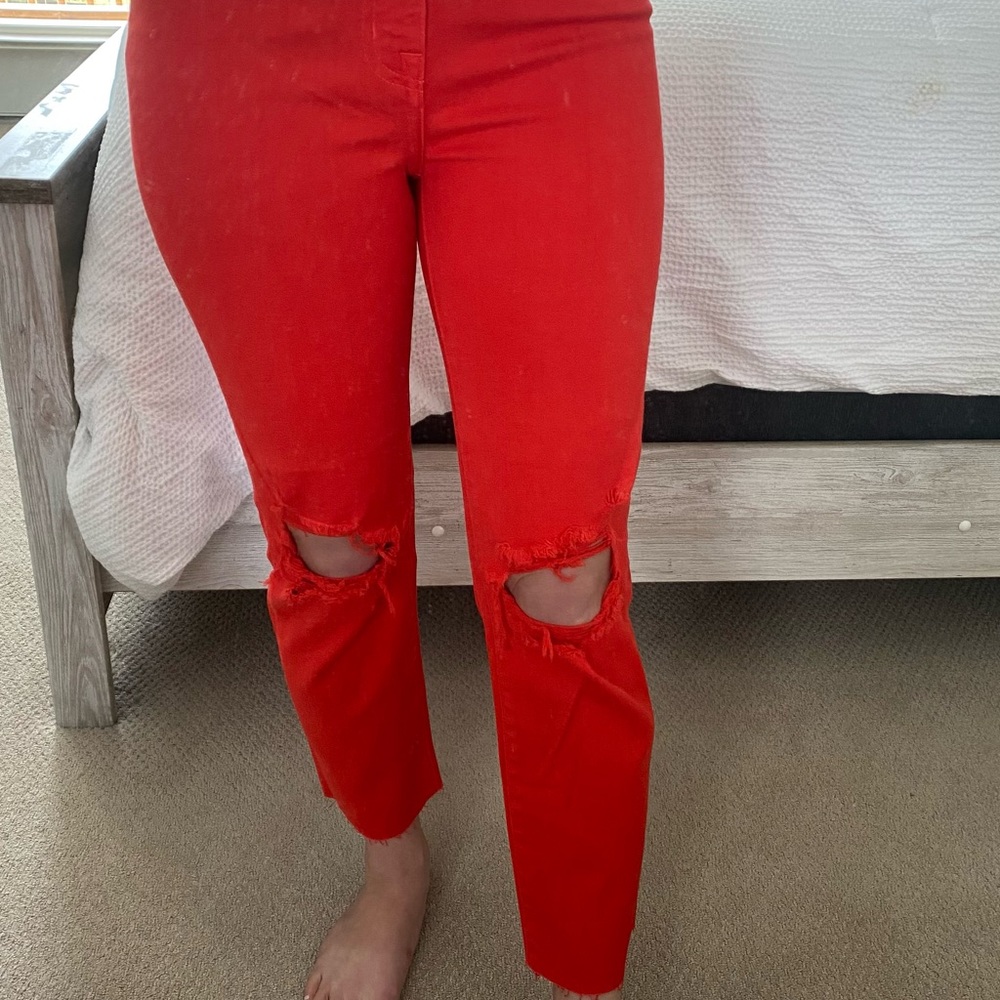 L’AGENCE Cropped Red Jean Pants, Size 25